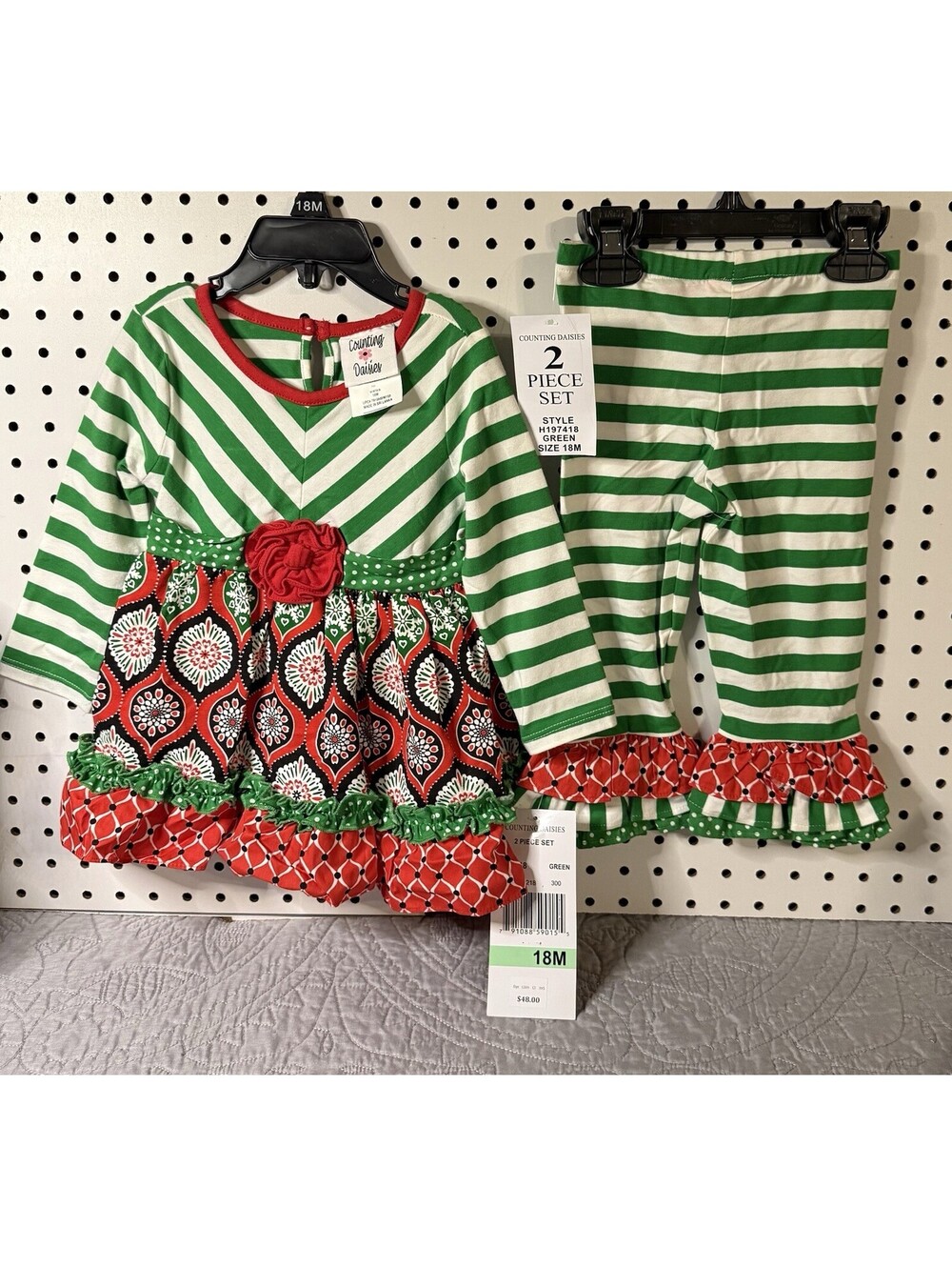 🎅🏻 Girls 18 Months Counting Daisies Toddler Christmas Holiday Outfit New